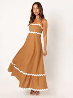 Maxi Jurk met Spaghetti Bandjes en Golvende Afwerking - Maxi Dresses - Jurkjes.co