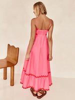 Maxi Jurk met Spaghetti Bandjes en Golvende Afwerking - Maxi Dresses - Jurkjes.co