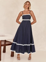 Maxi Jurk met Spaghetti Bandjes en Golvende Afwerking - Maxi Dresses - Jurkjes.co
