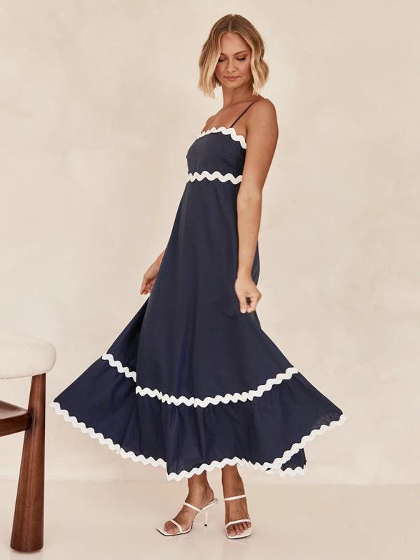 Maxi Jurk met Spaghetti Bandjes en Golvende Afwerking - Maxi Dresses - Jurkjes.co