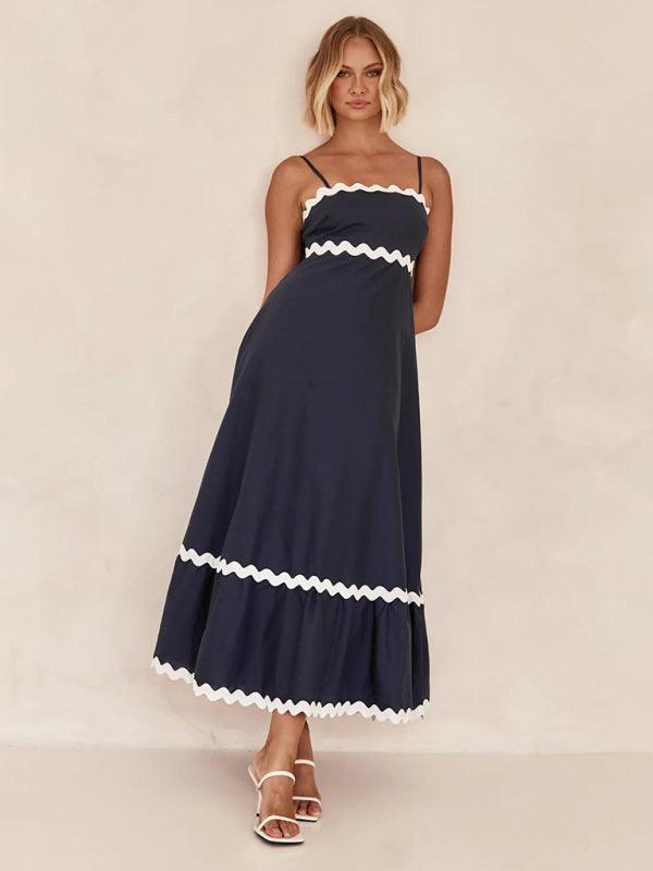 Maxi Jurk met Spaghetti Bandjes en Golvende Afwerking - Maxi Dresses - Jurkjes.co