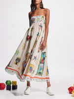 Maxi Jurk met Spaghetti Bandjes en Graffiti Print - Group11 - Jurkjes.co