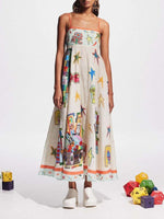 Maxi Jurk met Spaghetti Bandjes en Graffiti Print - Group11 - Jurkjes.co