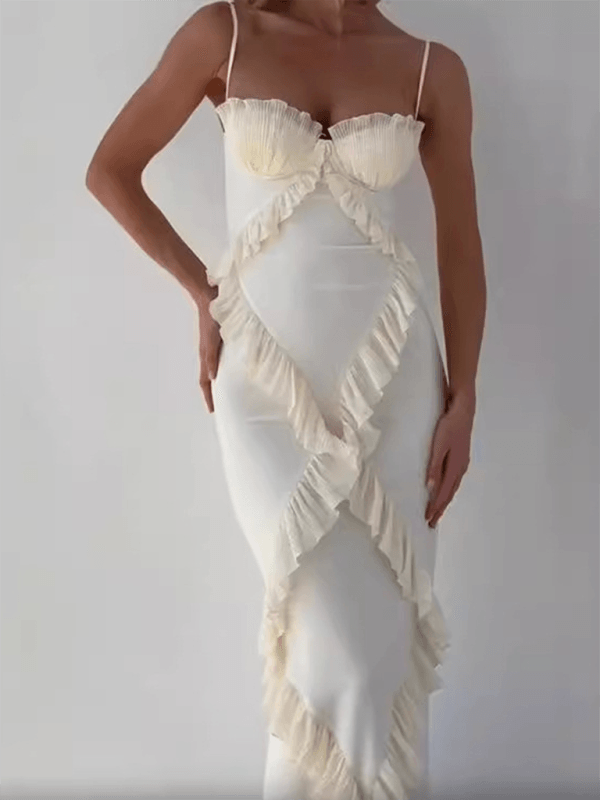 Maxi Jurk met Spaghetti Bandjes en Ruffles - Group14 - Jurkjes.co