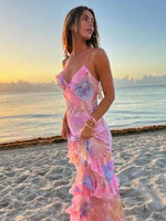 Maxi Jurk met Spaghettibandjes en Ruches - Group5 - Jurkjes.co