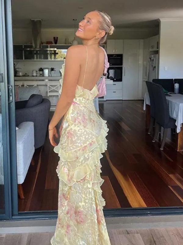 Maxi Jurk met Spaghettibandjes en Ruches - Group5 - Jurkjes.co