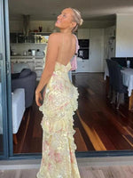 Maxi Jurk met Spaghettibandjes en Ruches - Group5 - Jurkjes.co