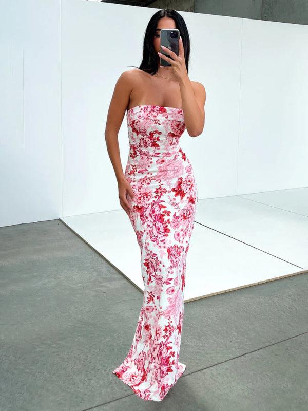 Maxi Jurk met Strapless Bloemenprint - Maxi Dresses - Jurkjes.co