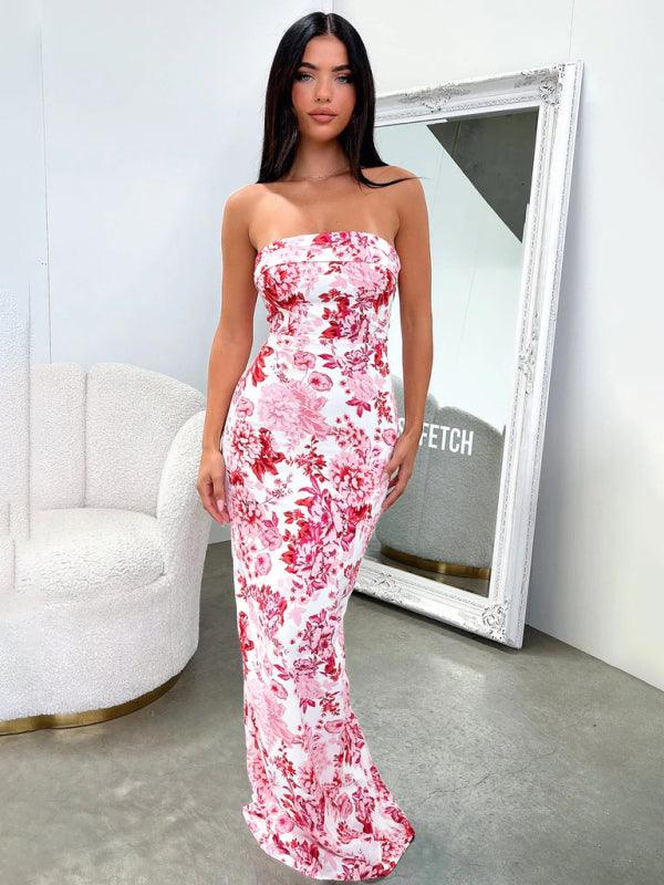 Maxi Jurk met Strapless Bloemenprint - Maxi Dresses - Jurkjes.co