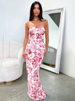 Maxi Jurk met Strapless Bloemenprint - Maxi Dresses - Jurkjes.co