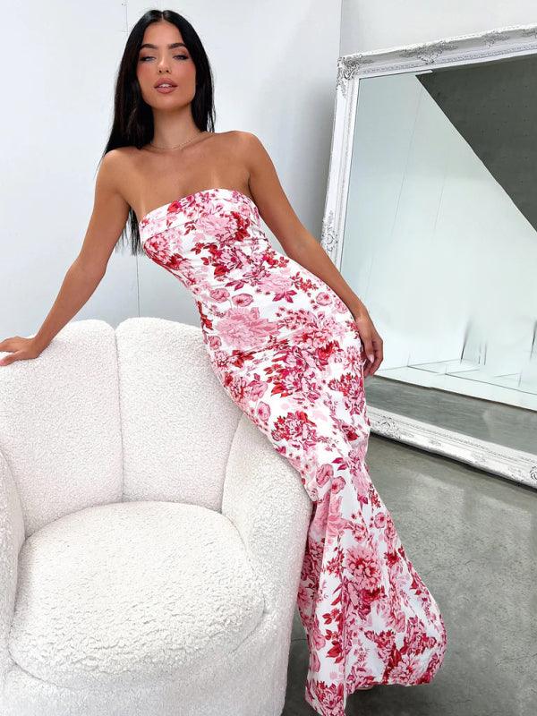 Maxi Jurk met Strapless Bloemenprint - Maxi Dresses - Jurkjes.co
