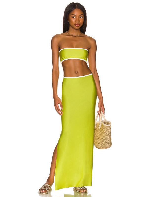 Maxi Jurk met Strapless Design en Zijsplit - Maxi Dresses - Jurkjes.co