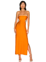Maxi Jurk met Strapless Design en Zijsplit - Maxi Dresses - Jurkjes.co