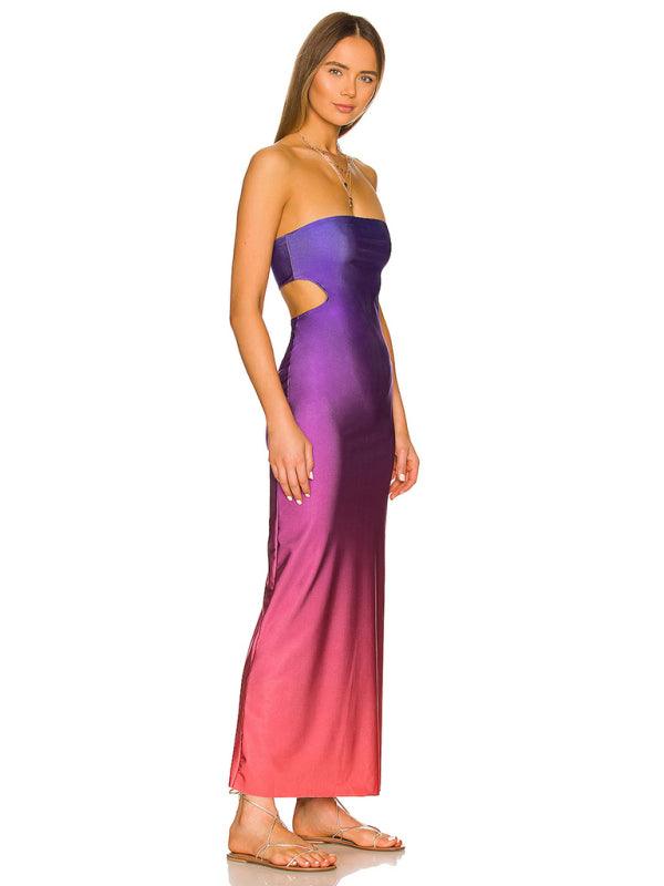 Maxi Jurk met Strapless Design en Zijsplit - Maxi Dresses - Jurkjes.co