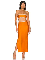 Maxi Jurk met Strapless Design en Zijsplit - Maxi Dresses - Jurkjes.co