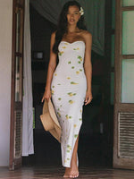 Maxi Jurk met Strapless Ontwerp en Bloemenprint - Group13 - Jurkjes.co