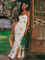 Maxi Jurk met Strapless Ontwerp en Bloemenprint - Group13 - Jurkjes.co