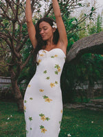 Maxi Jurk met Strapless Ontwerp en Bloemenprint - Group13 - Jurkjes.co