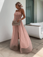 Maxi Jurk met Strapless Ontwerp en Hoge Split - Group3 - Jurkjes.co