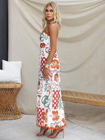 Maxi Jurk met Strapless Ontwerp en Tropische Print - Group11 - Jurkjes.co