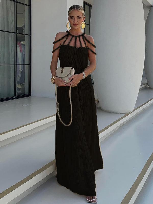 Maxi Jurk met Strappy Halslijn en Plooiwerk - Group6 - Jurkjes.co