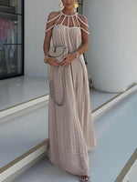 Maxi Jurk met Strappy Halslijn en Plooiwerk - Group6 - Jurkjes.co