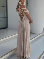 Maxi Jurk met Strappy Halslijn en Plooiwerk - Group6 - Jurkjes.co