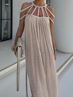 Maxi Jurk met Strappy Halslijn en Plooiwerk - Group6 - Jurkjes.co