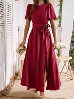 Maxi Jurk met Strik en Voorsplit - Maxi Dresses - Jurkjes.co
