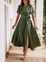 Maxi Jurk met Strik en Voorsplit - Maxi Dresses - Jurkjes.co