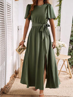 Maxi Jurk met Strik en Voorsplit - Maxi Dresses - Jurkjes.co