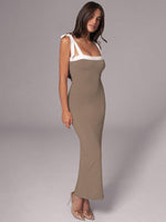 Maxi Jurk met Strikbandjes en Effen Design - Midi Dresses - Jurkjes.co