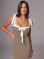 Maxi Jurk met Strikbandjes en Effen Design - Midi Dresses - Jurkjes.co