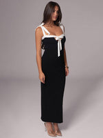 Maxi Jurk met Strikbandjes en Effen Design - Midi Dresses - Jurkjes.co