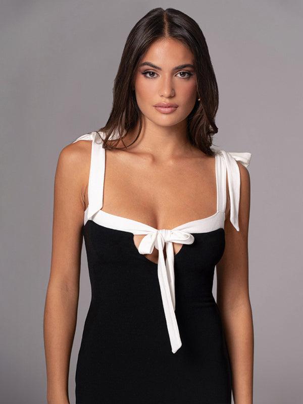 Maxi Jurk met Strikbandjes en Effen Design - Midi Dresses - Jurkjes.co