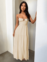 Maxi Jurk met Strikdetail en Effen Kleur - Maxi Dresses - Jurkjes.co