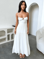 Maxi Jurk met Strikdetail en Effen Kleur - Maxi Dresses - Jurkjes.co