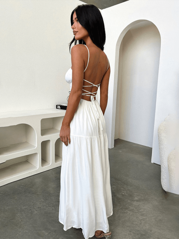 Maxi Jurk met Strikdetail en Effen Kleur - Maxi Dresses - Jurkjes.co