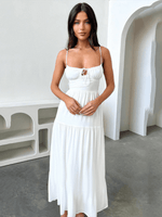 Maxi Jurk met Strikdetail en Effen Kleur - Maxi Dresses - Jurkjes.co