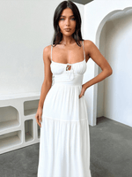 Maxi Jurk met Strikdetail en Effen Kleur - Maxi Dresses - Jurkjes.co