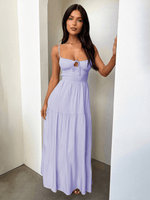 Maxi Jurk met Strikdetail en Effen Kleur - Maxi Dresses - Jurkjes.co