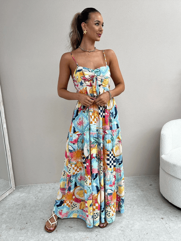 Maxi Jurk met Strikdetail en Patchwork - Group4 - Jurkjes.co