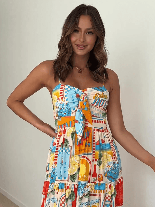 Maxi Jurk met Strikdetail en Patchwork - Group4 - Jurkjes.co