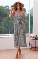 Maxi Jurk met Striksnoer en Dierenprint - Maxi Dresses - Jurkjes.co