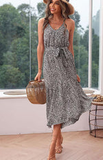 Maxi Jurk met Striksnoer en Dierenprint - Maxi Dresses - Jurkjes.co