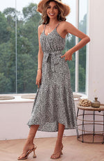 Maxi Jurk met Striksnoer en Dierenprint - Maxi Dresses - Jurkjes.co