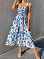 Maxi Jurk met Tie-up Bandjes en Bloemenprint - Maxi Dresses - Jurkjes.co