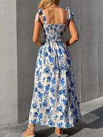 Maxi Jurk met Tie-up Bandjes en Bloemenprint - Maxi Dresses - Jurkjes.co