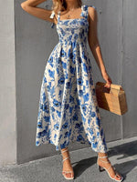 Maxi Jurk met Tie-up Bandjes en Bloemenprint - Maxi Dresses - Jurkjes.co