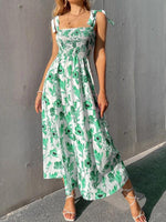 Maxi Jurk met Tie-up Bandjes en Bloemenprint - Maxi Dresses - Jurkjes.co